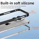 New Aluminum Frame Metal Bumper Frame Slim Hard Case Cover for iPhone16Pro, Metal Frame with Soft Inner Bumper, Raised Edge Protection (Gray Titanium, for iPhone16 Pro)