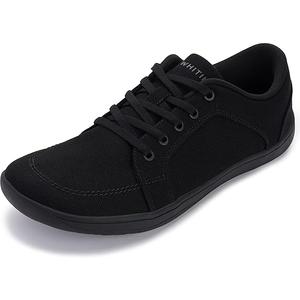 WHITIN Men's Wide Canvas Barefoot & Minimalist Shoes | Zero Drop Sole, 37, Black