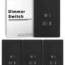 MOES Black Dimmer Light Switches 4 Pack, 3 Way & Single Pole Dimmable Switch for LED,CFL,Incandescent,Halogen, 600Watt Max, ON/Off Switch with Dimming Slide, No Neutral Wire Required