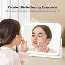 Vanity Mirror with LED Lights, 16.4x12.2 Inch Makeup Mirror, 3-Color Dimmable Touch Screen, 5X Magnification, 360 Rotation, Large Tabletop Mirror for Bedroom Vanity