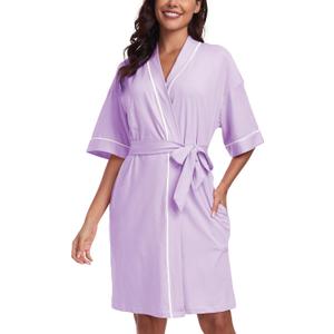 EA'S SECRET Robes for Women Summer Lightweight Bathrobe Bamboo Short Kimono Robe Soft Spa Bath robe Sleepwear for Ladies