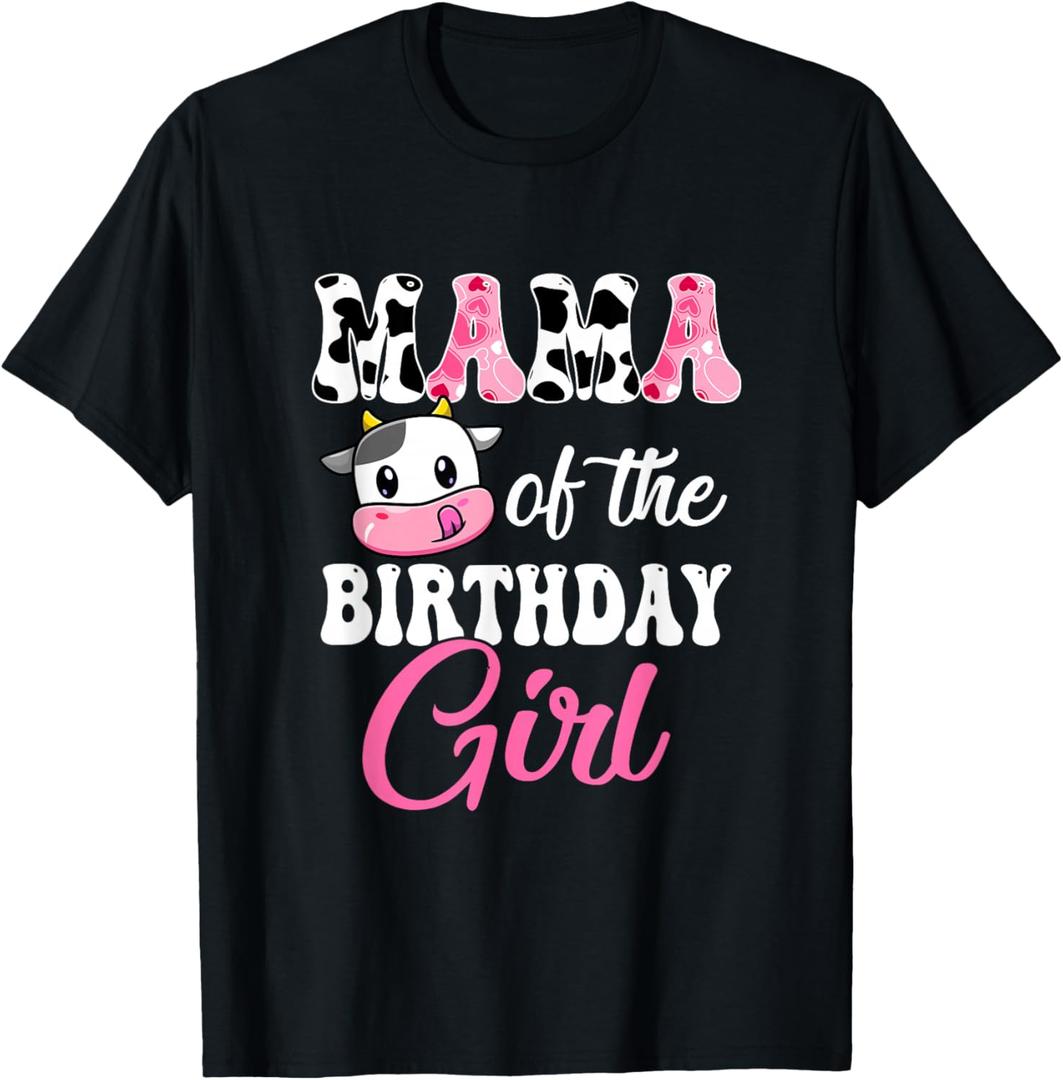 Mama of The Birthday Girl Farm Mommy Cow 1St Birthday Girl T-Shirt, S