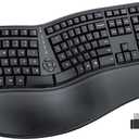 MEETION Ergonomic Keyboard Wireless, Split Curved Keyboard with Cushioned Soft Wrist Palm Rest, 2.4GHz Cordless Computer keybaords, Full Size Natural Typing for Windows/Mac/Laptop/PC, Black
