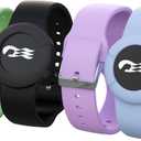 4 Pack Princess Cruise Medallion Holders for Adults and Teens, Silicone Wristbands for Carnival Ocean Medallion - 2 Sizes (S/M and M/L) in One Pack, Black and Blue (M/L), Purple and Green (S/M)