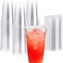 [90 PACK] 20 oz Clear Plastic Cups With Strawless Sip Lids, Disposable Plastic Cups With Sip Through Lids for Ice Coffee, Smoothie, Slurpee, or Any Cold Drinks