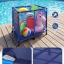 Pool Storage Bin Cart, Rolling Pool Storage Organizer Nylon Mesh Basket for Goggles, Floats, Balls and Floats Equipment (Regular Bin)