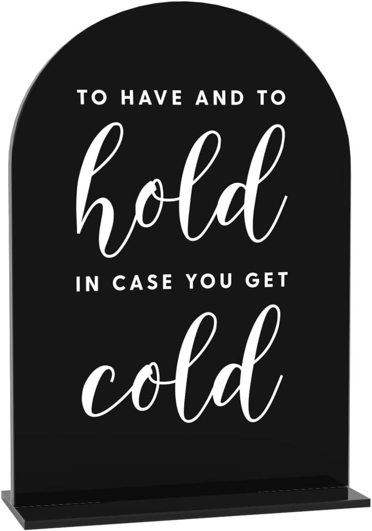 2 x Acrylic Wedding Signs, To Have And To Hold Signs for Marriage Reception, Bridal Shower Decorations, Modern Arched Round Top Acrylic Table Top Sign with Holder for Wedding Party Dinner (Black)