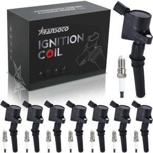 RANSOTO Ignition Coil Pack DG508 & Double Iridium Spark Plug SP479 Compatible with Ford Expedition F150 F250 F350 Explorer Excursion E150 E250 E350 Crown Victoria Mustang Lincoln 4.6L 5.4L (Set of 8)