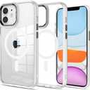Magnetic for iPhone 11 Case [Anti-Yellowing] [Military Grade Protection] Shockproof Clear Hard Back Slim Case - White