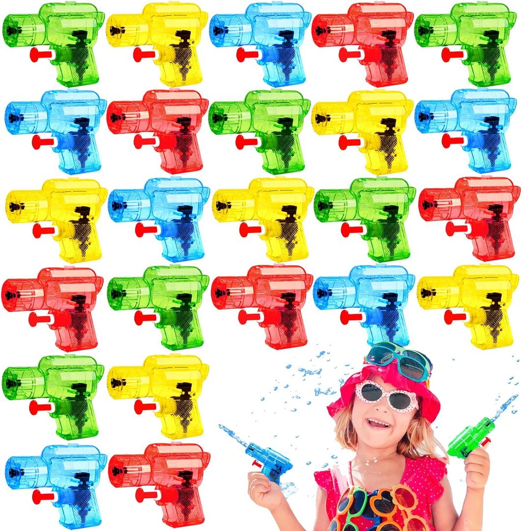 24 Pcs Mini Water Gun for Kids, Color Small Squirt Water Guns, Plastic Blasters for Beach Swimming Pool Toys, Summer Theme Party Favors, Outdoor Water Fighting Games Prop