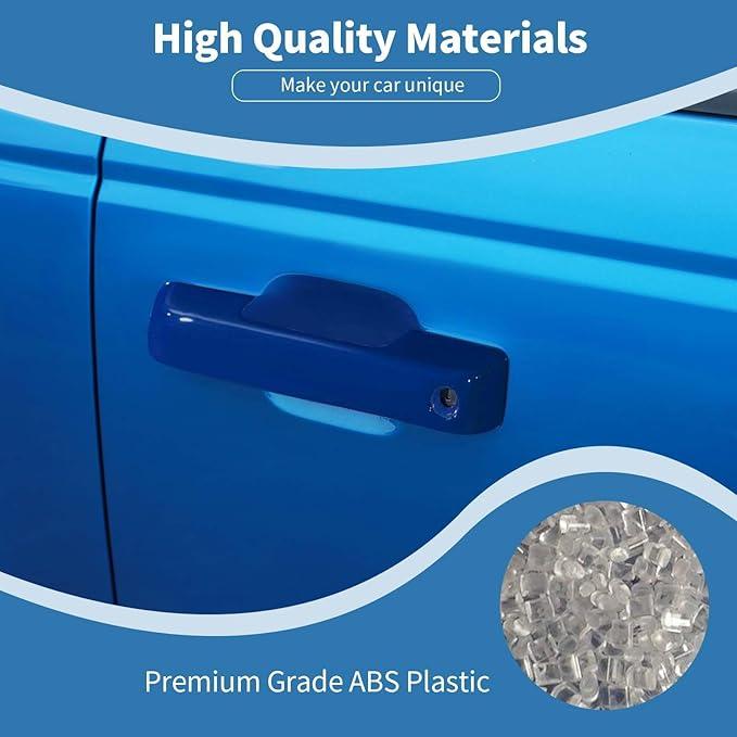 PDKLIN for Bronco Door Handle Cover Trim Blue Fit for Ford Bronco 2021 up Blue Exterior Accessories 2pcs
