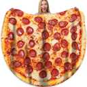 Bcareself Pizza Blanket 71 inches for Adult Kids, Double Sided Funny Realistic Food Pepperoni Pizzas Personalized Throw Blanket Novelty Christmas Birthday Gifts 300 GSM Soft Flannel Red