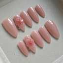 MAGLFELL Press On Nails Medium Almond Shape False Nails, Handmade Acrylic Gel Fake Nails with Art Designs, Reusable 10 Pcs 3D Nails for Women DIY Manicure Kit
