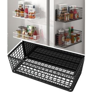 Buyyyit Magnetic Basket Magnetic Fridge Organizer Magnetic Pencil Holder Whiteboard Accessories Home Kitchen Organization (Black-High)
