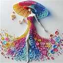 DIADAY Special Shape Diamond Painting Kit, Elegant Woman with Umbrella Diamond Art Kits for Adults, DIY Crystal Rhinestones Diamond Dots Crafts, Home Wall Decor Gift 12 X 12inch