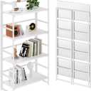 BHG Vintage Multifunctional Folding Bookshelf, No-Assembly Plant Stand Storage Rack Shelves for Home Office (All White, 4-Tier)