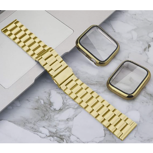 Bekomo Compatible with Apple Watch Band 49mm 46mm 44mm 45mm 42mm 40mm 38mm 41mm, Stainless Steel iWatch Bands with 2 Pack Tempered Glass Screen Case for Series 10/9 Ultra 2 8/7/6/5/4/3/2/1/SE for Men