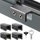 Window Locks Black, 4 Sets Sliding Security Window Lock with Key for Vertical & Horizontal Sliding Windows & Sliding Doors, Adjustable Window Locks Security Window Stoppers for Patio Bedroom Home