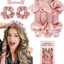 Heatless Curls Overnight Hair Curler to Sleep in Soft Large Jumbo Hair Rollers Flexi Rods for Long Hair Blowout Look Big Curl, No Heat Overnight Curls Satin Heatless Curling Rod Set with Claw Clip