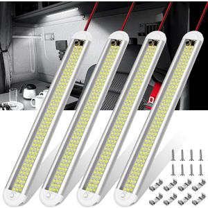 12v LED Interior Light BarCT CAPETRONIX 120LEDs 1500LM 8W DC 12 Volt led Strip Lights with ON/Off Switchfor Enclosed Cargo Trailer, Car RV Van Truck Lorry Camper Boat Caravan Motorhome (4Pack)