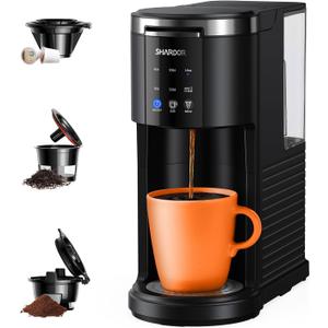 SHARDOR 3 in 1 Coffee Maker, K Cup Coffee Maker Compatible with Ground Coffee & Teas, Single Serve Coffee Machine, 614oz Brew Sizes, 40oz Detachable Water Reservoir, Descale Settings, Black