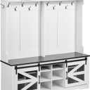 VEVOR Hall Tree Entryway Bench, LED Coat Rack with Shoe Storage, 59" Wide Mudroom Bench with Storage and Seating, Adjustable Shelves and 12 Hanging Hooks, for Mudroom, Entryway, Hallway