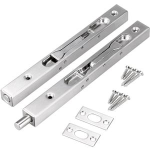 Sumnacon 2Pcs Door Flush Bolts - 8 Inch Concealed Security Door Locks for French Doors,Composite Doors,Wood Doors,Double Doors,Dummy Doors,Brush Stainless Steel Finish