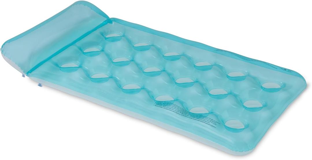 Amazon Basics Inflatable Pool Float for Adults, Pool Raft with Quick-Inflate Design, Durable PVC Material, 60.6 x 31.3 inches