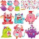 party greeting Valentine's Day Monster Craft Kits for Kids, DIY Monster Ornament Bulk Paper Decorative Kit for Preschool Home Class Game Activities