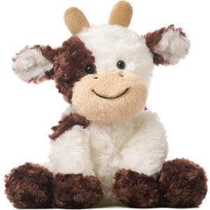 Hopearl Adorable Plush Cow Toy Floppy Dairy Cattle Soft Stuffed Animal Cute Birthday Gifts for Boys Girls Kids Toddlers, Brown, 9''