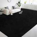 Large Modern Area Rugs for Living Room Bedroom, 4x6 Feet Black Ultra Soft Thickened Memory-Foam Indoor Rug, Comfy Aesthetic Solid Minimalist Carpets for Girls Boys Nursery Dorm Home Decor