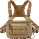 Tactical EDC Chest Bag 2L Utility Molle Chest Rig Pouch with CCW Compartment Adjustable Strap Outdoor (Brown)