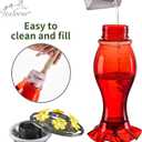 Jealoeur Hummingbird Feeder for Outdoors Hanging, 18 OZ Humming Birds Feeders with 6 Bee Guard Feeding Ports & Built-in Ant Moat, Easy to Clean, Durable Outdoor Garden Decor (Red 1 Pack-C)
