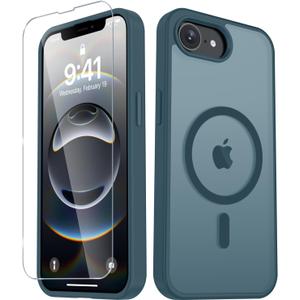 iPhone 17e Case, iPhone 16e Case, Matte Magnetic Phone Cover [with 1 Screen Protector] [Support for MagSafe] [Shockproof Military Grade Protection] Translucent Frosted Back, Lavender Gray