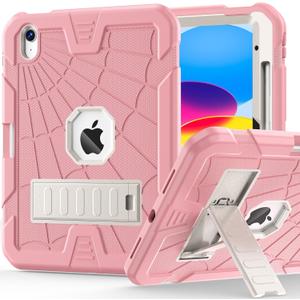 SIBEITU iPad 11th A16 2025/ 10th Generation Case for Kids Girls, Shockproof Rugged iPad 10th 10.9 Inch Case 2022 with Kickstand & Pencil Holder, 3-Layer Protective Cute 10 Gen Cover for Women, Pink