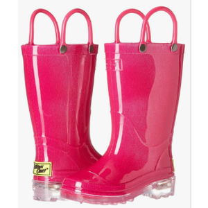 Western Chief Kids Waterproof Light Up Rain Boots With Handles for Easy On and Off for Boys and Girls Size 11