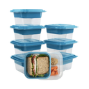 GoodCook EveryWare Food Storage Containers with Lids BPA-Free Plastic Lunch Cube Set Perfect for Food Prep & Meal Packing 2-Compartment Leak-Resistant Design Keeps Foods Fresh, 3-Pack, Blue