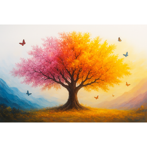 LAOTOART Tree Painting Wall Art for Living Room - Colorful Canvas Wall Art for Bedroom - Landscape Art Wall Decor for Office Size 24" x 48"