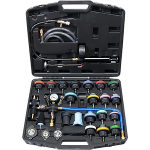 JoyFans Coolant Pressure Tester Kit, Cooling System Coolant Vacuum Refill Kit Automotive Tools Works on Radiator Leak Test & Coolant Fill Purge Service for Cars Trucks Airlift (20"x18"x4", Black Suitcase)