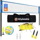 32ft Regulation Size Portable Outdoor Volleyball Net Set System for Backyard Beach with Height Adjustable Poles, PU Volleyball and Pump, Carry Bag, Boundary Line - Easy Set Up & Anti-Sagging