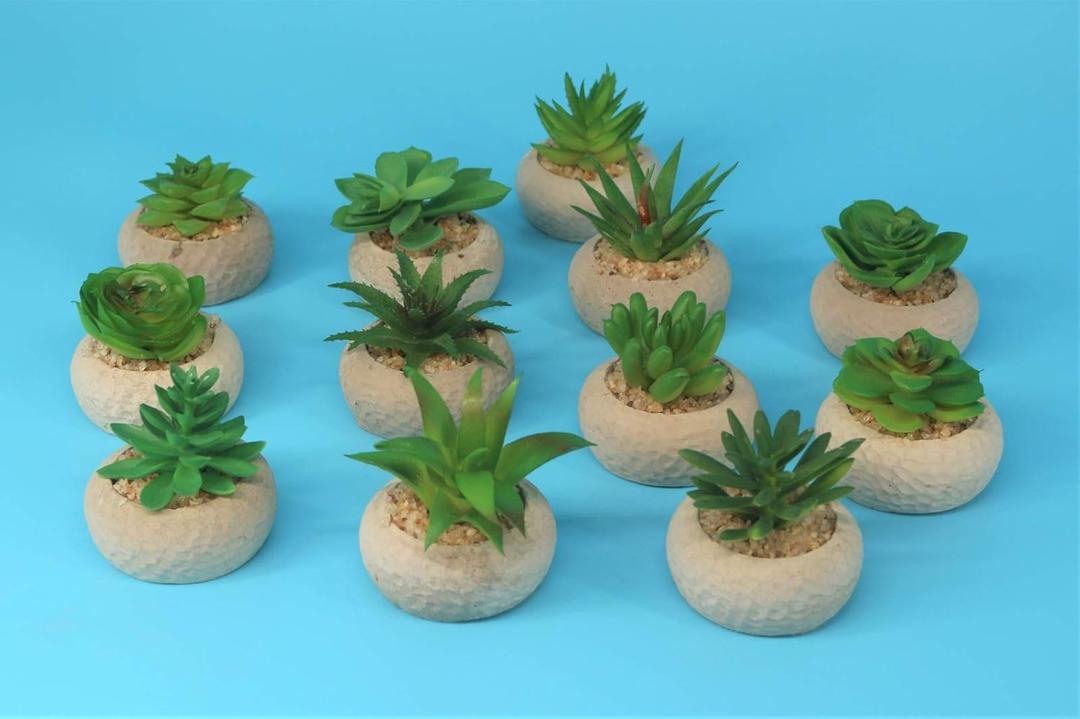 Set Of 12 Succulents Plants Artificial in Pots Small Fake Plants for Bedroom Aesthetic Living Room Office Shelf Bathroom Decor