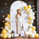 White Arch Backdrop Cover 7.2FT Fitted Polyester Arch Covers Stretchy Backdrop for Wedding Birthday Party Decoration Baby Shower Banquet Ceremony