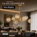 Mid Century 8-Light Chandelier,Modern Glass chandliers for Dining Room,Gold Sputnik Chandelier Pendant Light fixtures for Living Room,Kitchen Island,Bedroom