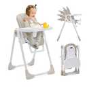 Foldable Baby High Chair with Adjustable Height, 5 Recline Positions & Removable Double Tray - Easy Clean, Space-Saving Infant Highchair for Toddlers, 5-Point Harness & Compact Design, Grey_1