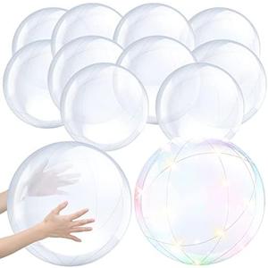 Hungdao 12 Pieces Inflatable Clear Beach Ball Bulk 16 Inch 24 Inch Transparent Bubbling Cauldron Ornament Ball for Ocean Under The Sea Hawaii Halloween Party DIY Favors Decorations