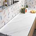Livelynine 36 x 197 Inch Extra Large Carrera White Marble Contact Paper for Countertops White Marble Countertop Peel and Stick Waterproof Wallpaper for Bathroom Counter Bedroom Desk Table Top Cover