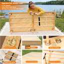 80"x30" Portable Boho Wooden Low Folding Picnic Table for Indoor Outdoor, Diagonal Stripe 80*30inch