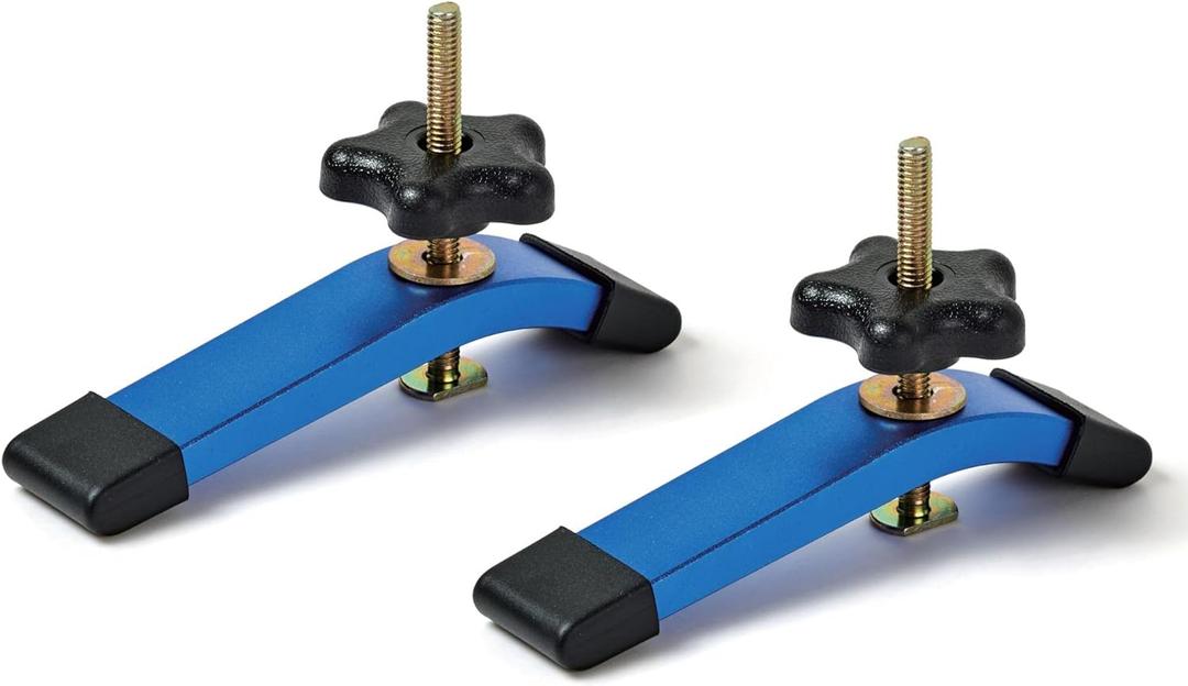 Aluminum T-track Hold Down Clamps,6-3/8"L x 1-1/4"Width-Woodworking and Clamps - High Strength Aluminum Alloy 6063 - Fine Sandblast Anodized - Blue Color (T-track Hold Down Clamps 2pk)