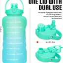 HydroPal 1 Gallon Water Bottles with Straw, 128 oz Water Bottle BPA Free Innovative 2-IN-1 Lid Gym Bottle with Times to Drink Motivational, Large for Sports Fitness Camping Water Jug （13.8X5.5 inch）