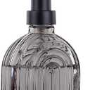 Glass Soap Dispenser for Kitchen and Bathroom Contertop Wash Hand Liquid, Dish Detergent, Farmhouse Style Shampoo Lotion Pump (1, Grey Glass with Black, 4" x 2"x 6-5/8")